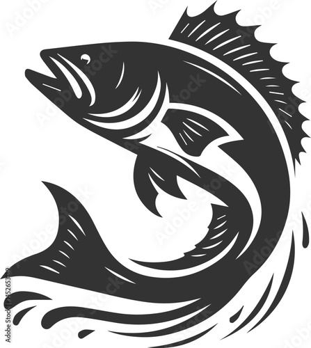 Sea bass fish vector silhouette