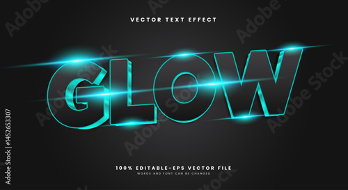 Neon glow 3d editable text effect template suitable for technology theme