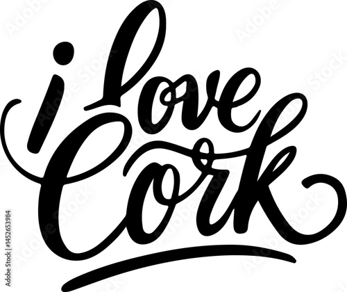 I Love Cork Handwritten Lettering.