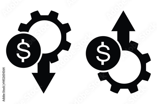 cost reduction icon vector. dollar decrease sign. profit decrease symbol. cost saving sign. cost reduce icon vector illustration eps 10.