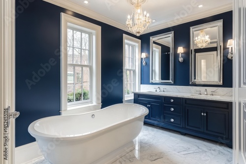Elegant bathroom interior design on white background on transparent background