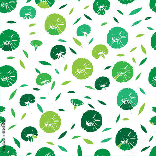 Organic scatter: a verdant composition of whimsical shapes on stark canvas