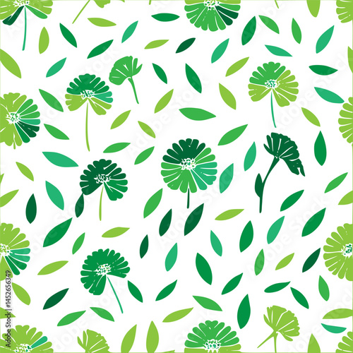 Botanical symphony: A playful floral arrangement featuring verdant leaves and blooms