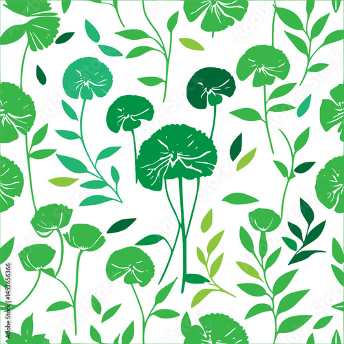 Botanical bliss: A seamless pattern of verdant leaves and whimsical stems illustration