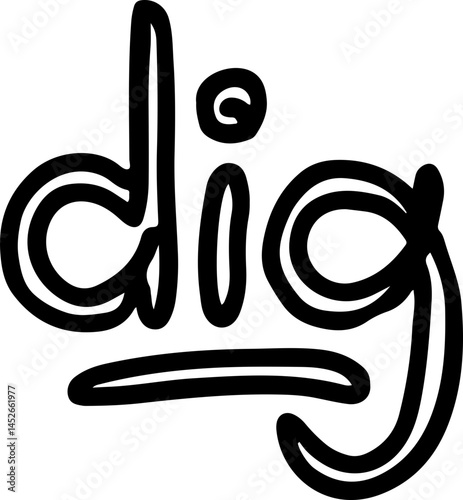 Bold Black Handwritten Word Dig