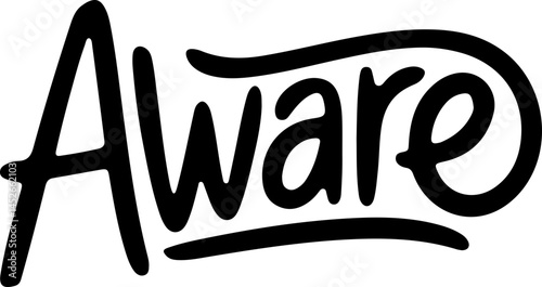 Bold Black Handwritten Aware Word