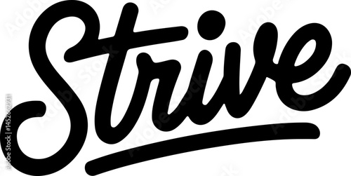 Bold Black Handwritten Strive Word Art.