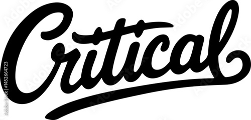 Black Cursive Critical Word Art.