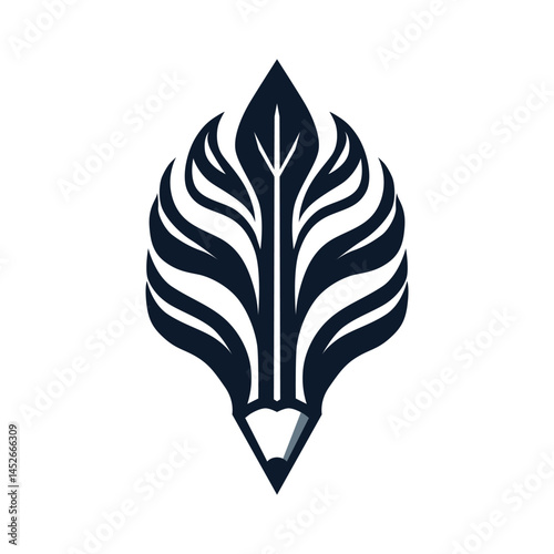 Pencil and Leaf Logo Symbol of Creativity and Nature's Fusion