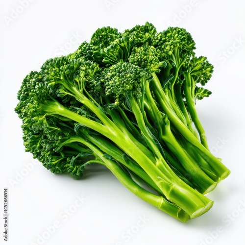 Fresh broccolini stalks isolated on white background