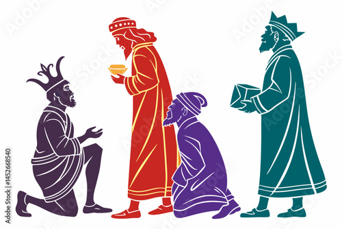 three wise men silhouette vector illustration