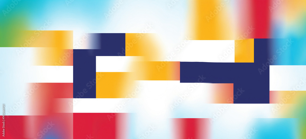 illustration abstract graphic with colorful rectangular shapes and horizontal motion blur effect dynamic modern art