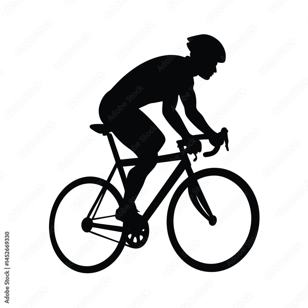 Naklejka premium cyclist silhouette vector, Vector illustration of a silhouette on white background 