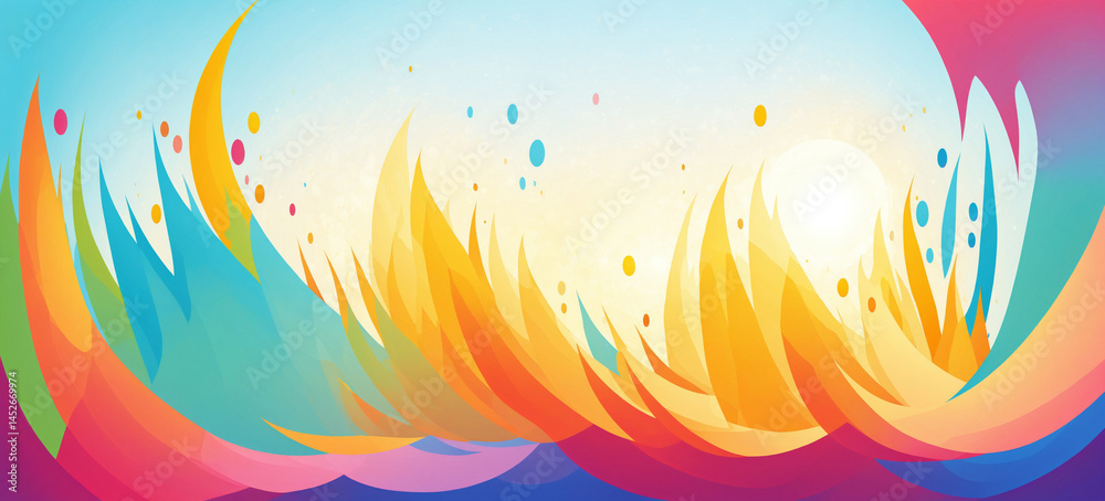abstract colorful wave and mountain pattern with sunrise