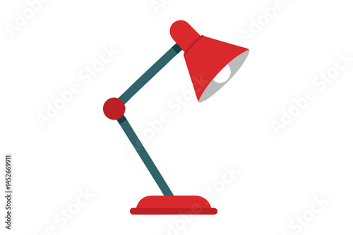 Simple red and blue desk lamp on white background illustration graphic