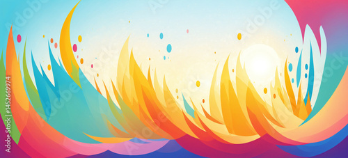 Obraz na płótnie abstract colorful wave and mountain pattern with sunrise w salonie