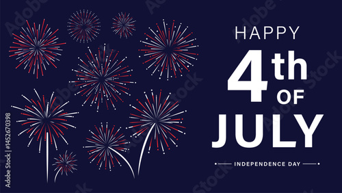 Happy 4th of July Independence Day Fireworks Vector Banner