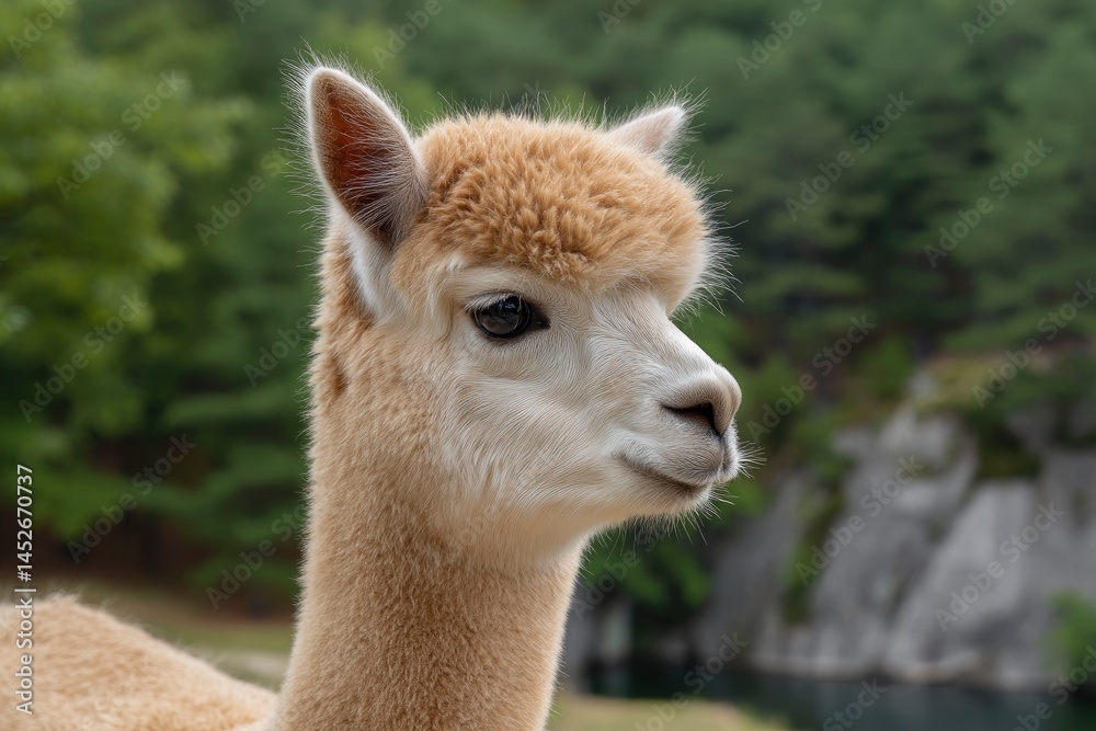 Obraz premium Alpaca Portrait in Nature