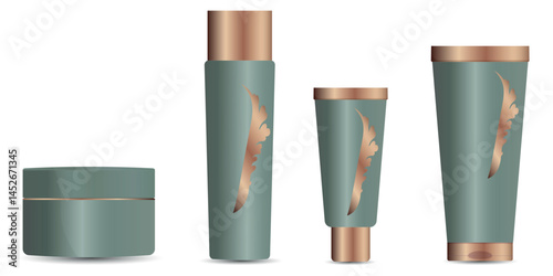 Cosmetics. templates. Face and body care bottles. Realistic vector graphics