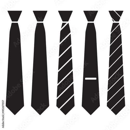 simple modern black tie or necktie icon set vector silhouettes outline coloring book page line art  vector silhouettes