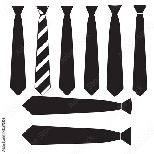 simple modern black tie or necktie icon set vector silhouettes outline coloring book page line art  vector silhouettes