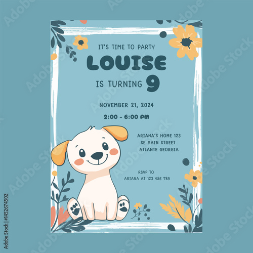 Cute Little Dogs Birthday Party Invitations