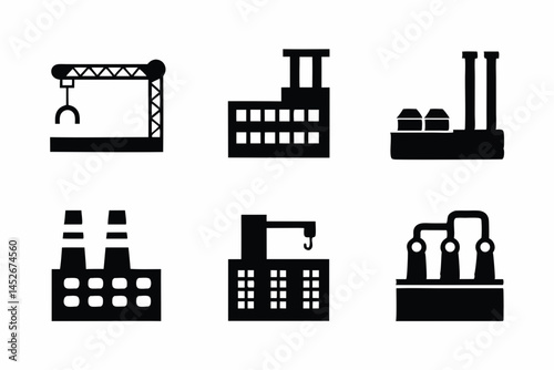 set of Factory icon silhouette vector illustration