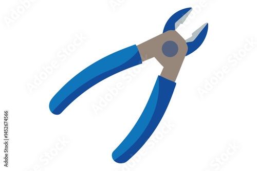 A vibrant illustration of blue handled cutting pliers on a white background