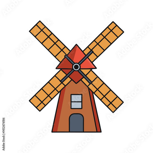 Wind Mill Vector Illustration – Renewable Energy, Eco Farm Turbine, Green Power Graphic
