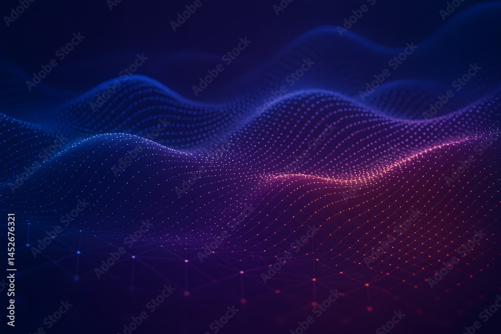 Obraz premium Abstract Network Interconnected Nodes and Glowing Blue Connections