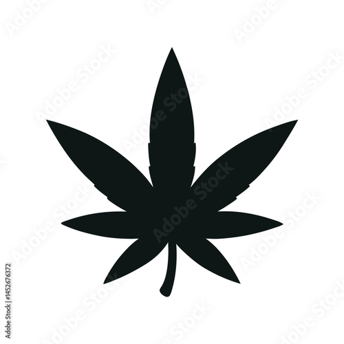 Cannabis Leaf Vector Illustration – Marijuana Plant Silhouette, Medical Hemp Icon Design
