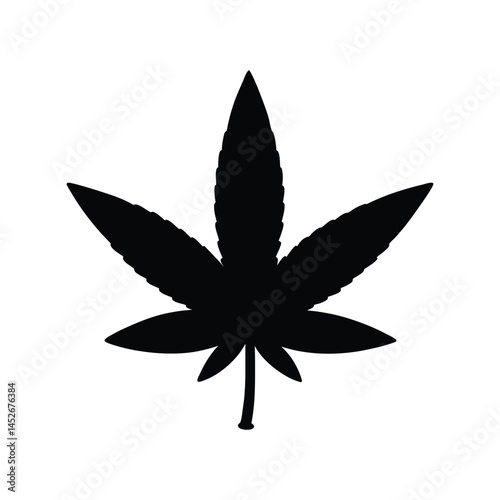 Cannabis Leaf Vector Illustration – Marijuana Plant Silhouette, Medical Hemp Icon Design