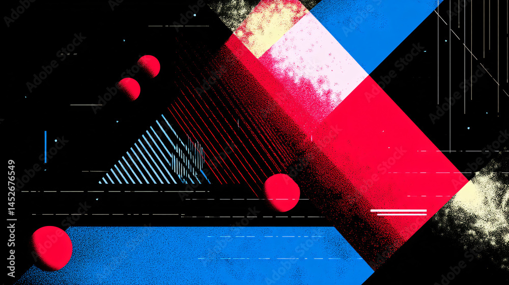A dynamic set of graphic sport geometric shapes and bold color contrasts.