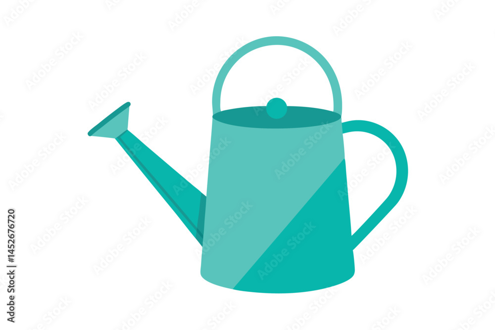 Simple teal watering can illustration for garden and plant care concepts Simple teal watering can illustration for garden and plant care concepts