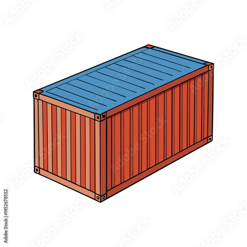 Shipping container vector illustration, cargo transport and logistics, international trade and freight shipment design