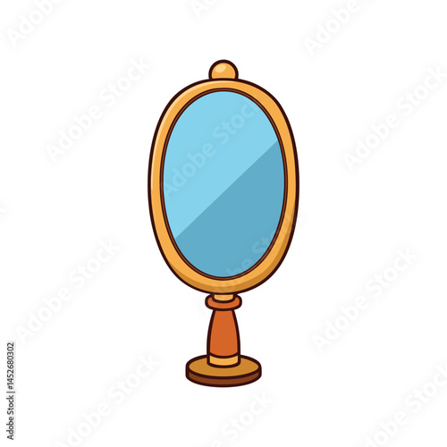 Mirror vector illustration, reflective glass surface with frame design, home interior decor and personal grooming