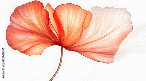 Abstract Orange Flower Botanical Illustration