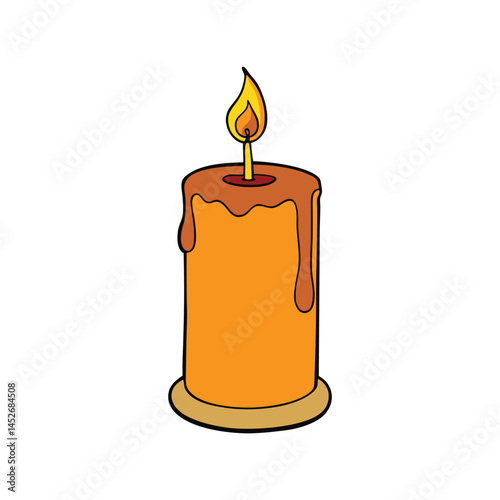 Candle vector illustration, lit wax candle with flame, decorative lighting, and ambiance for home decor and relaxation