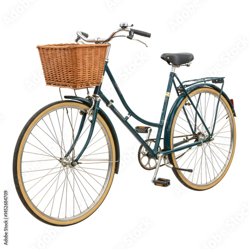 Stylish green bike equipped with a sturdy front basket