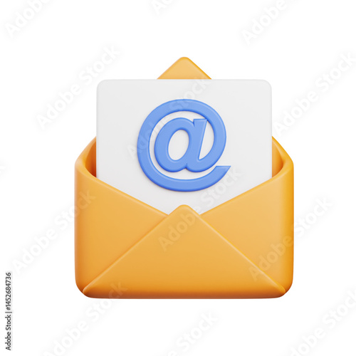 3D Email Icon – Realistic Mail Symbol Render for Messaging, UI Design & Digital Communication