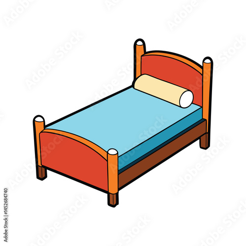 Bed vector illustration, comfortable sleeping furniture, bedroom interior design, home relaxation and cozy decor