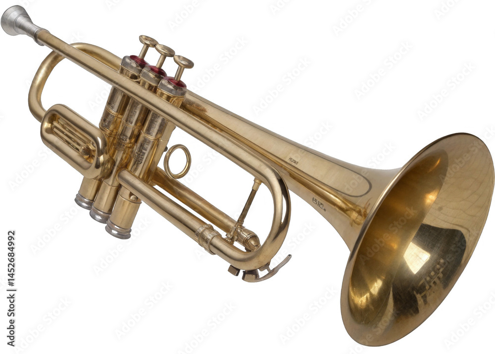 Obraz premium Trumpet isolated on a transparent background.