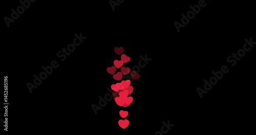 Heart fountain fly up. Stream reactions in social media. Follower like support. Love button emoji motion graphic. Live streaming in instagram, youtube, tiktok, twitch reaction. MOV Alpha Channel