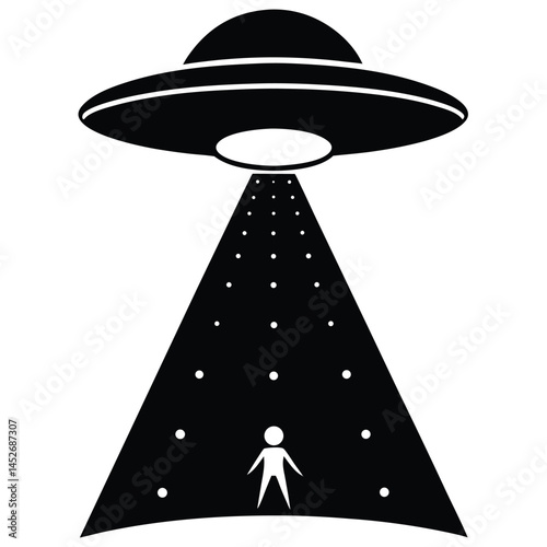 UFO Abduction Beam Silhouette Graphic