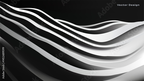 An Elegant Design Featuring Abstract Waves in a Monochrome Color Scheme and Style