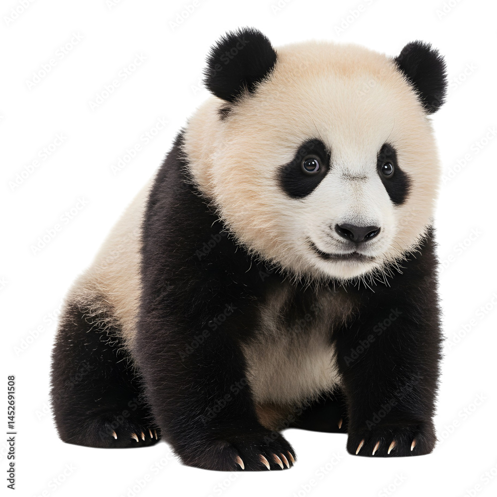 Obraz premium Sitting panda looking straight with neutral expression