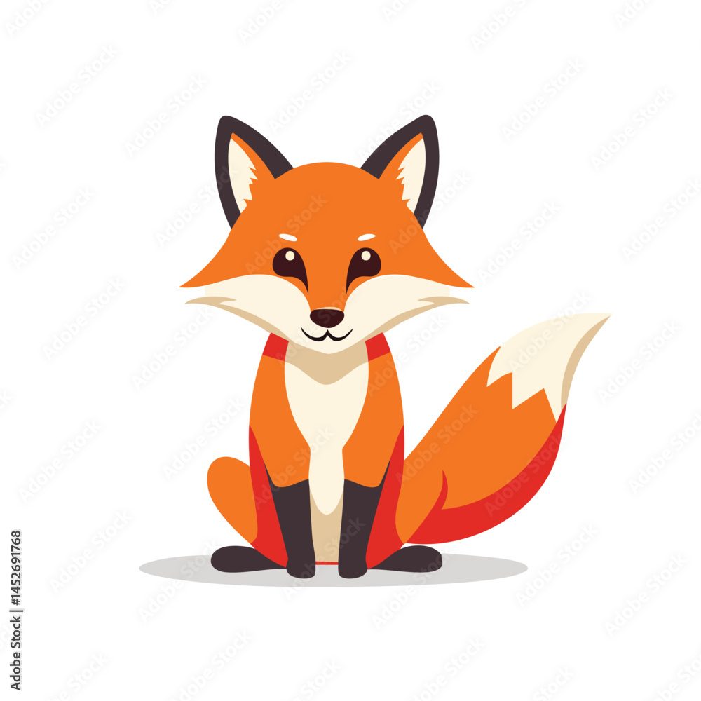 Fototapeta premium Cute Vector Illustration of a Fox Sitting in Modern Flat Style