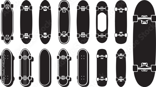 Set of skateboard vector silhouette collection on white background