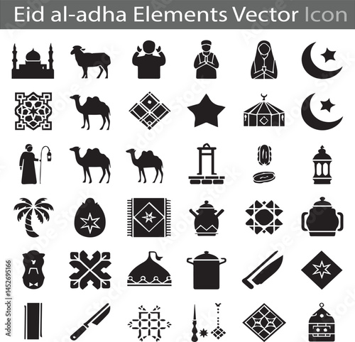 Eid al-adha silhouette flat icon collection set vector illustration
