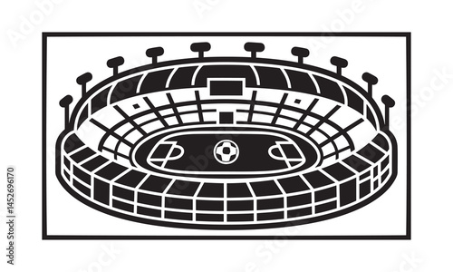 Flat Design Football Stadium Silhouette on White